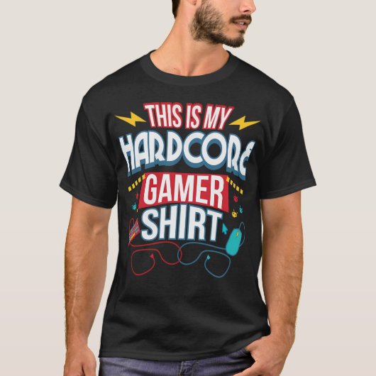 Hardcore Computer Typische Gamer Gaming Nerd Gesch T-Shirt (Vorderseite)