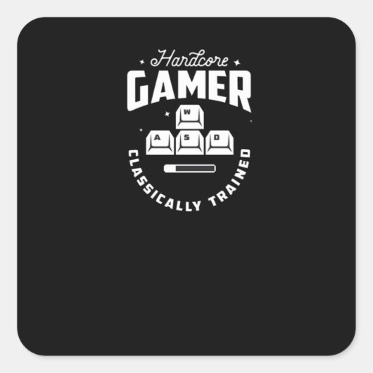 Hardcore Gamer Quadratischer Aufkleber (Vorderseite)