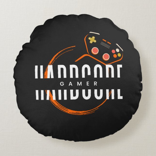 Hardcore Gamer Round Pillow Rundes Kissen (Vorderseite)