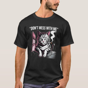 Hardcore Gassen Tough Cat Straßen Regen Kunst T-Shirt
