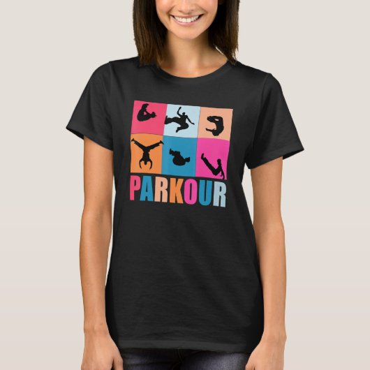 Hardcore Parkour Pop Art Silhoutte Team Traceur Sh T-Shirt (Vorderseite)