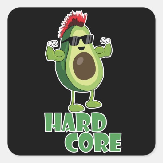 hardcore-Sonnenbrille Quadratischer Aufkleber (Vorderseite)