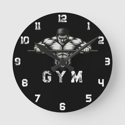 Hardcore Workout Clock Power Grip Gym Decke Runde Wanduhr (Vorderseite)