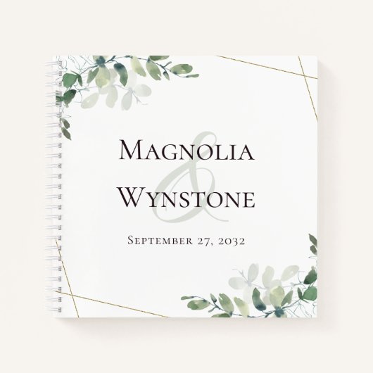 HARDCOVER Wedding Eukalyptus Greenerity Gästebuch Notizblock (Vorderseite)