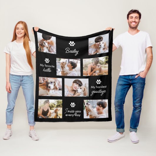 Hardest Goodbye Pet Dog Memorial 8-Photo Collage Fleecedecke (Beispiel)