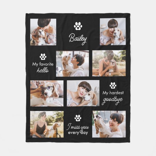 Hardest Goodbye Pet Dog Memorial 8-Photo Collage Fleecedecke (Vorderseite)