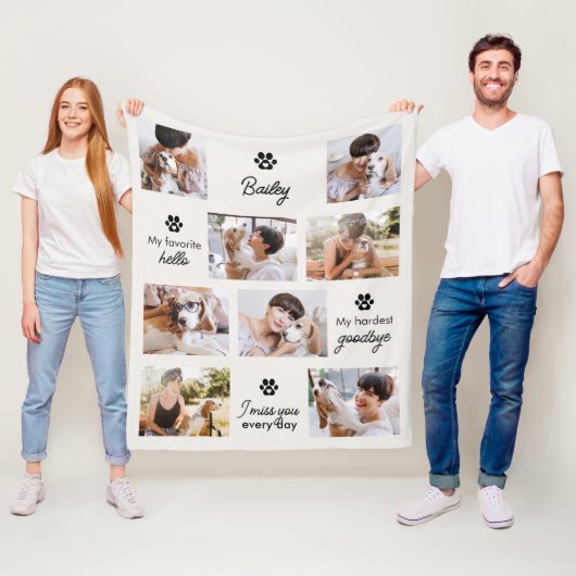 Hardest Goodbye Pet Dog Memorial 8-Photo Collage Fleecedecke (Beispiel)