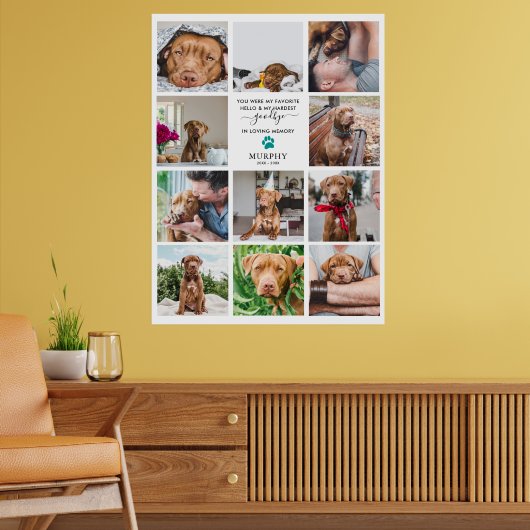 Hardest Goodbye | Pet Memorial 11 FotoCollage Poster (Wohnzimmer 2)