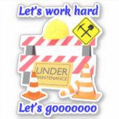 Hardhat unter Wartung - Bauarbeiter Aufkleber (Vorderseite)