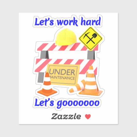 Hardhat unter Wartung - Bauarbeiter Aufkleber (Blatt)