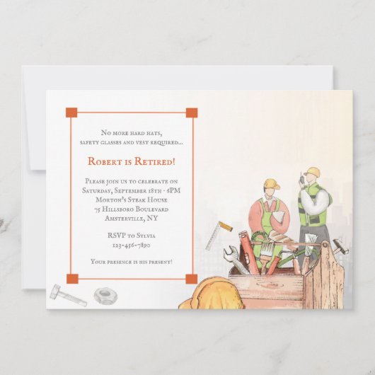 Hardhat Worker Retirement Party Einladung (Vorderseite)