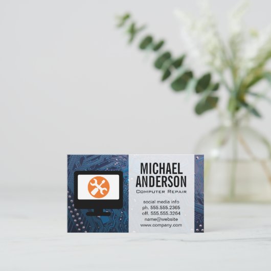 Hardware Electronics | Schraubendreher und Schraub Visitenkarte (Stehend Vorderseite)