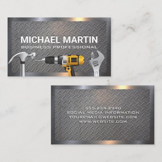 Hardware-Handwerkzeuge | Gemustertes Stahl Visitenkarte (Vorne/Hinten)