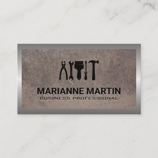 Hardware-Handwerkzeuge | Metall-Hintergrund Visitenkarte (Vorderseite)