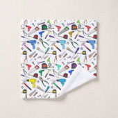 Hardware-Illustrationsmuster für Cartoon-Tools Badhandtuch Set (Waschlappen)