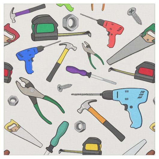 Hardware-Illustrationsmuster für Cartoon-Tools Stoff (Nahaufnahme)