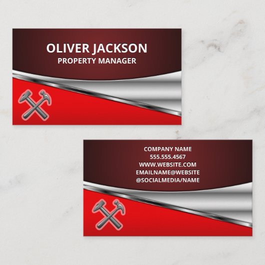 Hardware-Konstruktionstools | Hammers | Metallisch Visitenkarte (Vorne/Hinten)