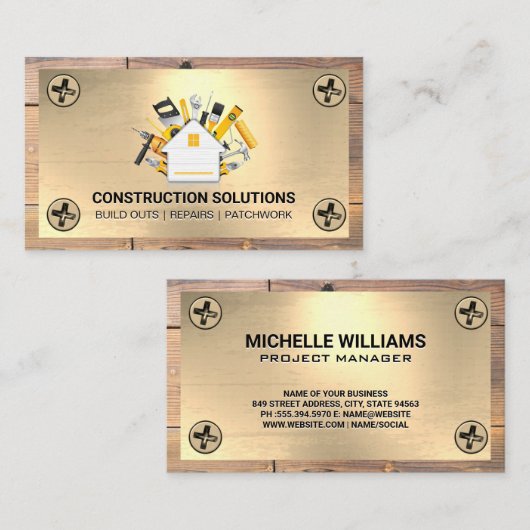 Hardware-Tools | Bau | Schrauben Holz Visitenkarte (Vorne/Hinten)