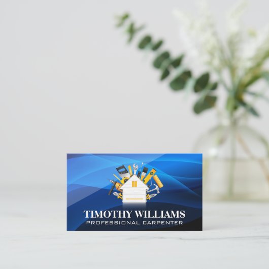 Hardware-Tools | Blauer Abstrakter Hintergrund Visitenkarte (Stehend Vorderseite)