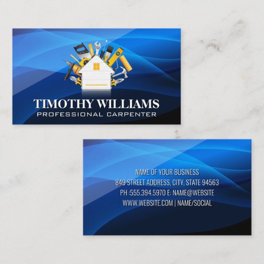 Hardware-Tools | Blauer Abstrakter Hintergrund Visitenkarte (Vorne/Hinten)