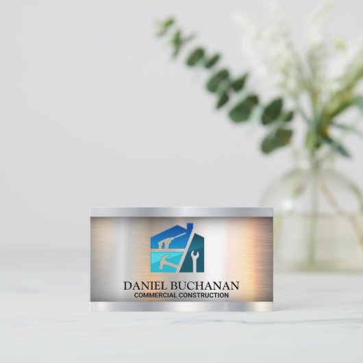 Hardware-Tools | Carpentry Blue Collar | Builder Visitenkarte (Stehend Vorderseite)