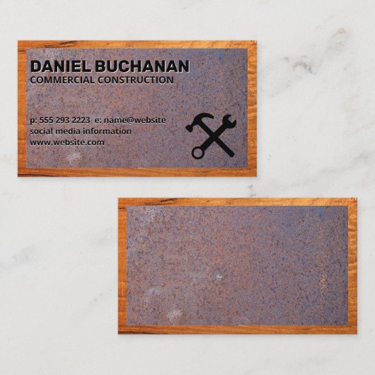 Hardware-Tools | Holz | Rost Visitenkarte (Vorne/Hinten)