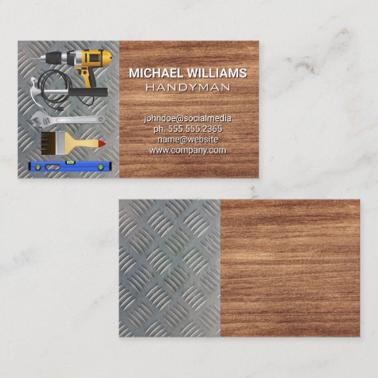 Hardware-Tools | Holz und Metall Visitenkarte (Vorne/Hinten)