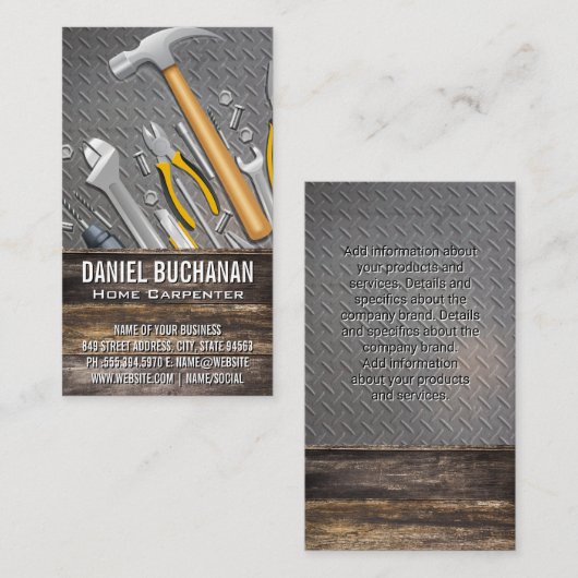 Hardware-Tools | Holz und Stahl Visitenkarte (Vorne/Hinten)