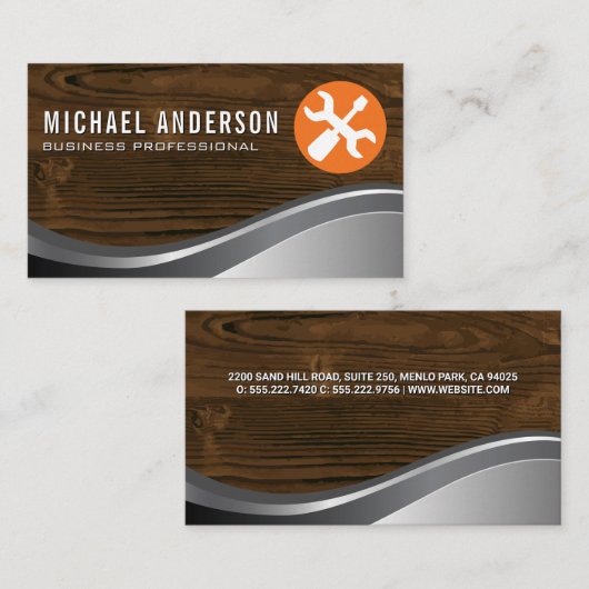 Hardware-Tools | Holzkörner | Metall Visitenkarte (Vorne/Hinten)