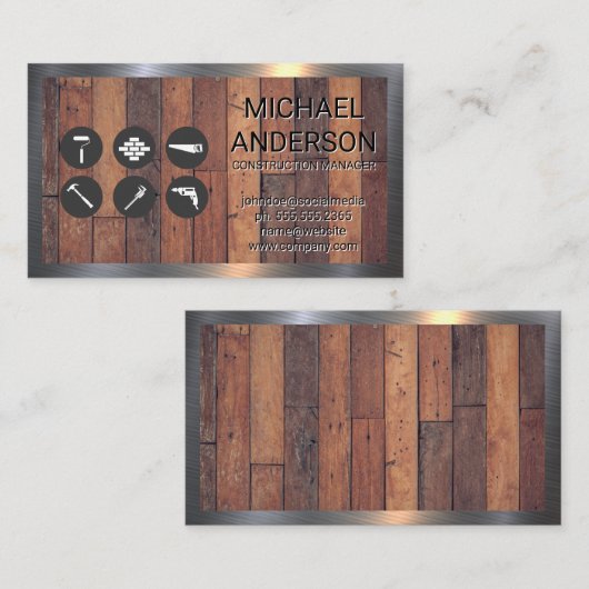 Hardware-Tools | Holzplatten Visitenkarte (Vorne/Hinten)