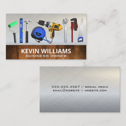 Hardware-Tools | Metallisches Holz Visitenkarte (Vorne/Hinten)