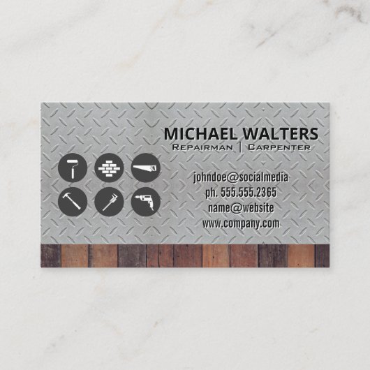 Hardware-Tools | Stahl und Holz Visitenkarte (Vorderseite)