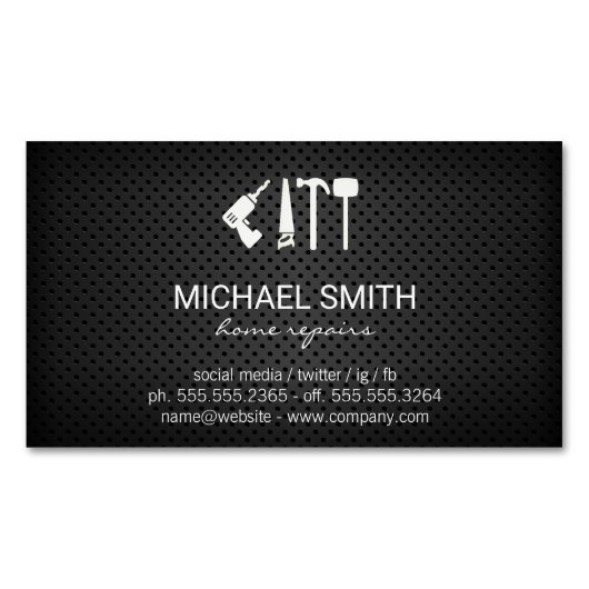 Hardware-Tools | Vorgestellter Mesh-Hintergrund Magnetische Visitenkarte (Vorderseite)