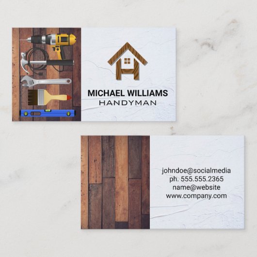 Hardware-Tools | Wood-Zuhause-Logo Visitenkarte (Vorne/Hinten)