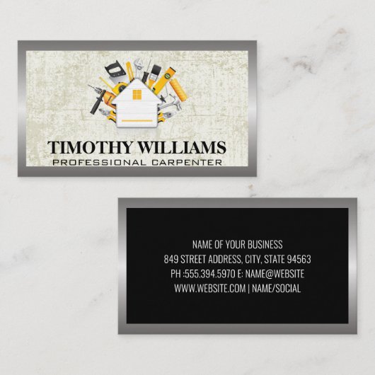 Hardware-Tools | ZUHAUSE | Metallgrenze Visitenkarte (Vorne/Hinten)