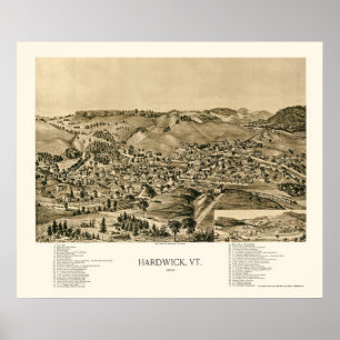 Hardwick, VT Panorama Karte - 1892 Poster