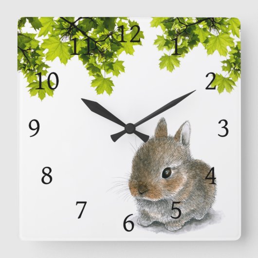Hare 61 rabbit quadratische wanduhr (Vorderseite)
