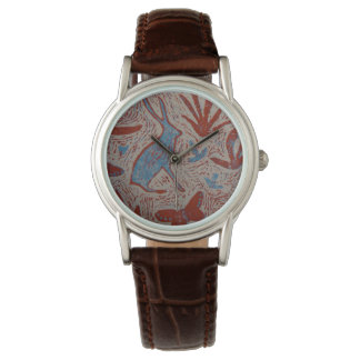 Hare and Butterfly Ladys Leather Watch Armbanduhr