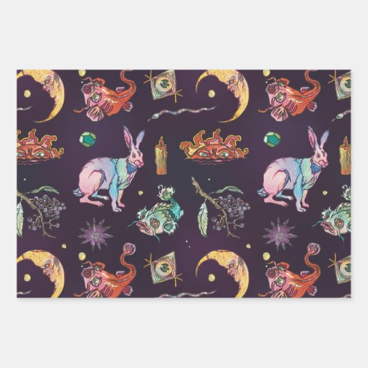 Hare and Moon Gradient Pastell Goth Wrapping Paper Geschenkpapier Set (Vorderseite 2)