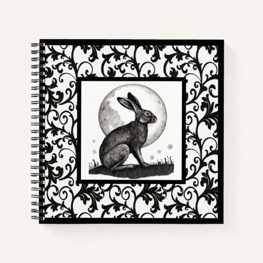 Hare and Moon Spiral Notebook Notizblock (Vorderseite)