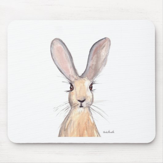 Hare Aquarell Mousepad (Vorne)