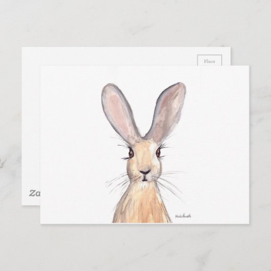 Hare Aquarell Postkarte (Vorne/Hinten)