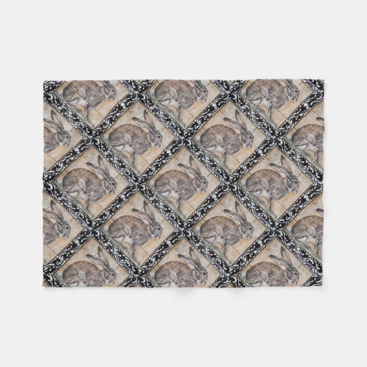 Hare Black Scroller Border Wohngestaltung Fleecedecke (Vorderseite (Horizontal))