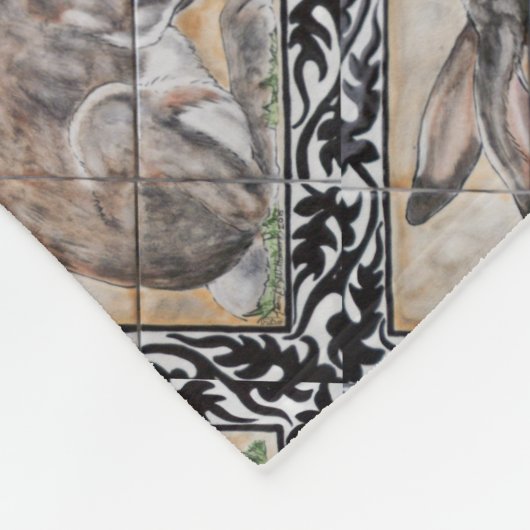 Hare Black Scroller Border Wohngestaltung Fleecedecke (Ecke)