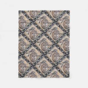 Hare Black Scroller Border Wohngestaltung Fleecedecke