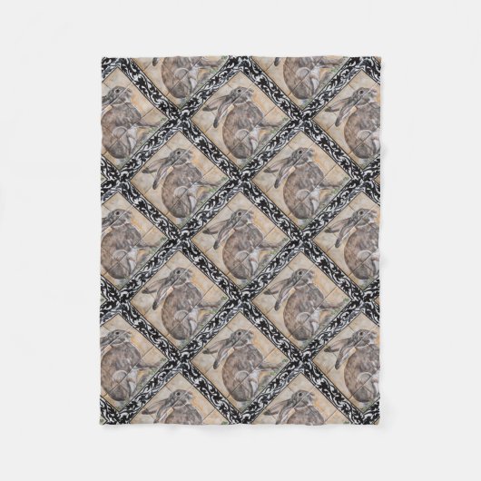 Hare Black Scroller Border Wohngestaltung Fleecedecke (Vorderseite)