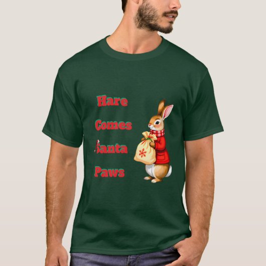 Hare Comes Santa Paws T-Shirt (Vorderseite)