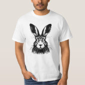 Hare Face Line Art Illustration T - Shirt (Vorderseite)