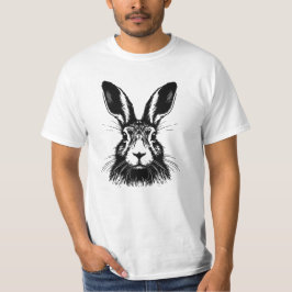 Hare Face Line Art Illustration T - Shirt