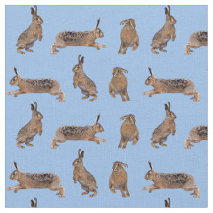 Hare Frenzy Fabric (Light Blue) Stoff
